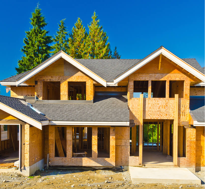 New home construction framing showing electrical rough-in phase for a residential build in Wisconsin